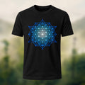 Geometric Crystal Print Premium Cotton T-Shirt Black