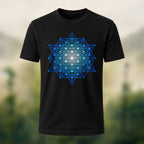 Geometric Crystal Print Premium Cotton T-Shirt Black