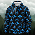 Striking Blue Skull All-Over Print Hoodie