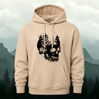 Cotton Made Dark Skull Print Hoodie Beige