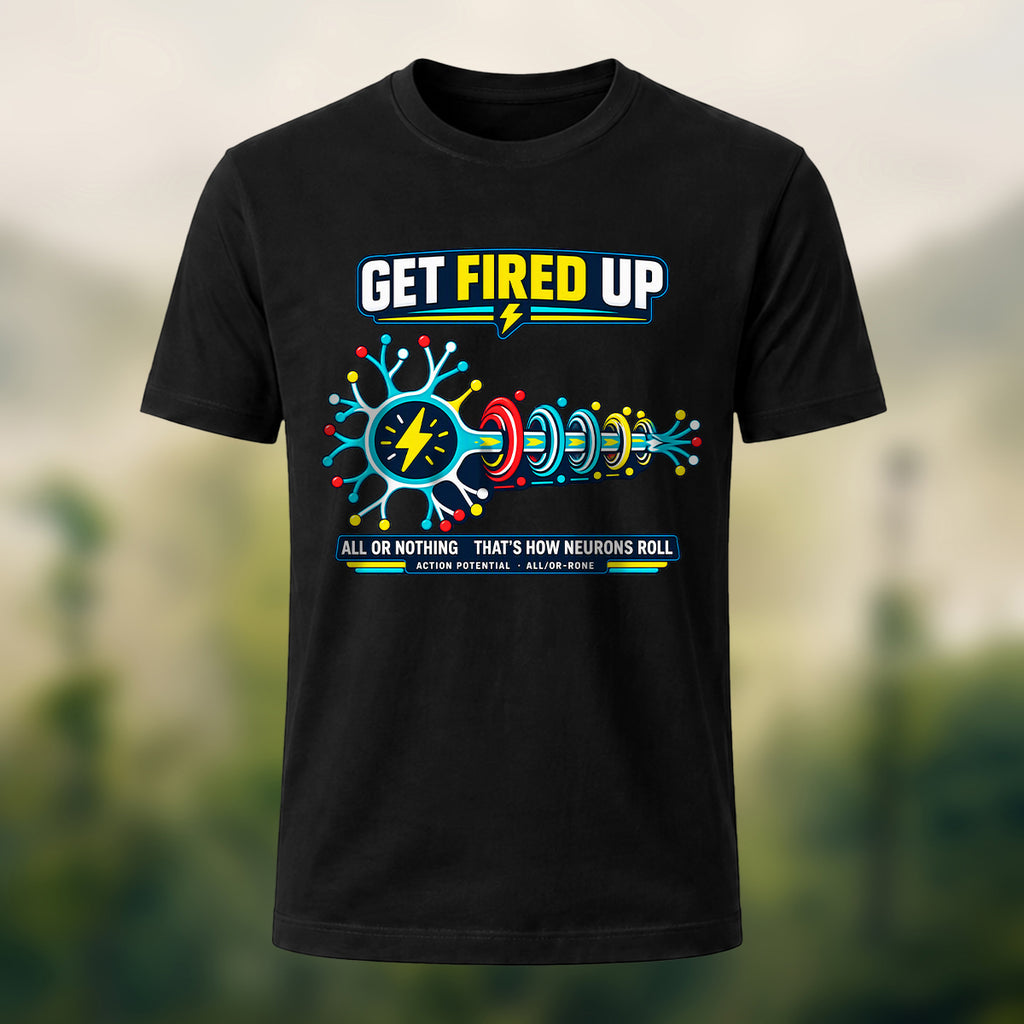 Futuristic Neuron Print Premium Cotton T-Shirt Black