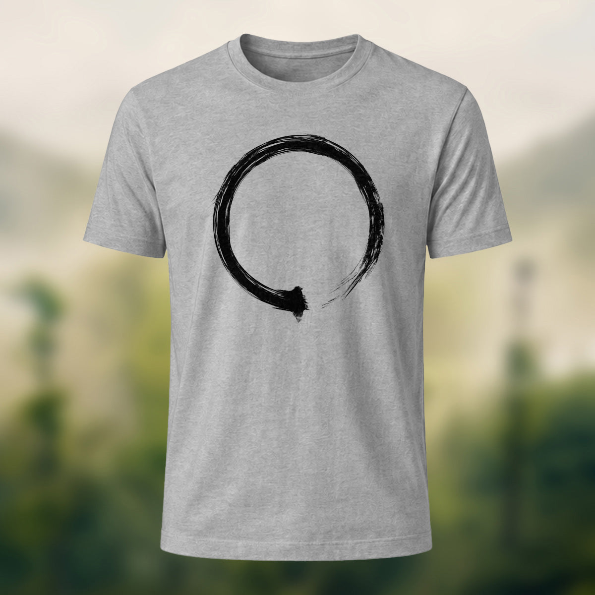 Minimalist Hand-Drawn Circle Soft Cotton T-Shirt Heather Grey