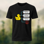 Rubber Duck Debugging Print Casual Soft Cotton T-Shirt Black