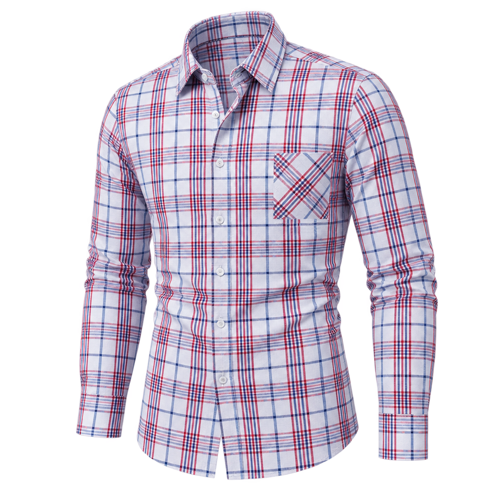Classic Plaid Premium Cotton Collared Shirt 05