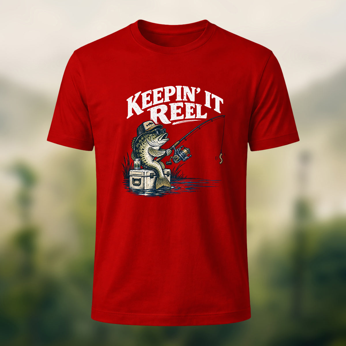 Classic Angler Print Combed Cotton T-Shirt Red