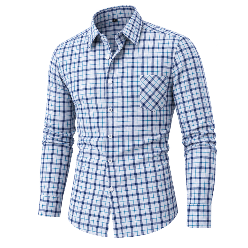 Retro Plaid Soft Cotton Button-Down Shirt 01