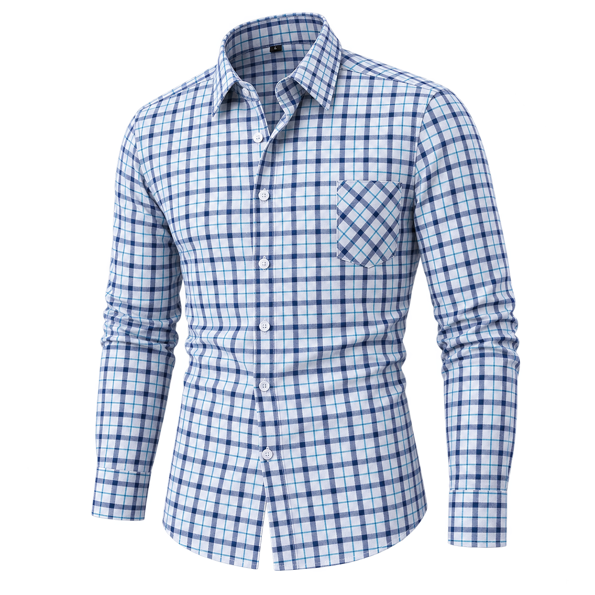 Retro Plaid Soft Cotton Button-Down Shirt 01