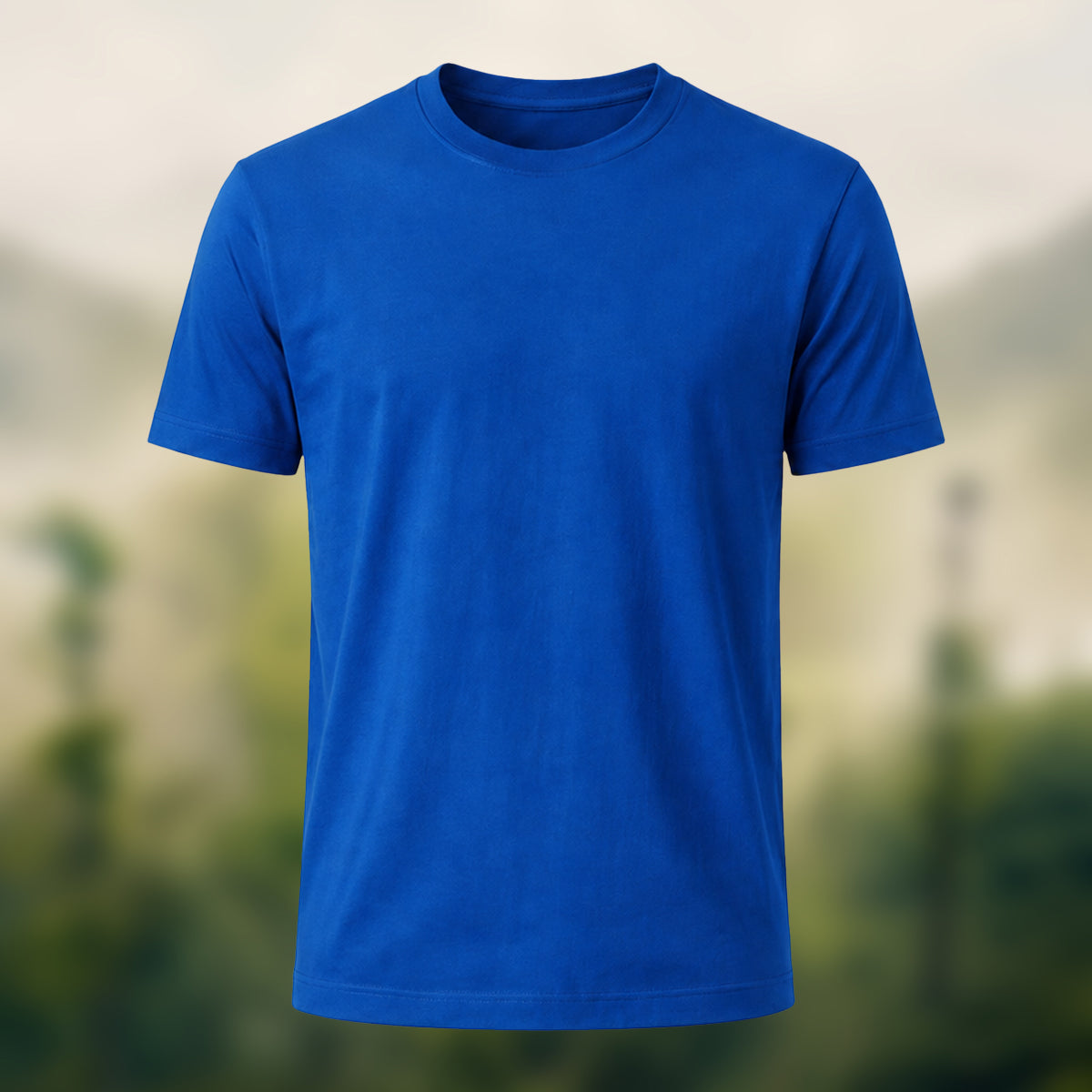Custom Print Solid Color Short Sleeve Cotton T-shirt Royal Blue