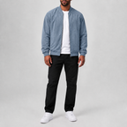 Stylish Suede Zip-Up Casual Jacket Blue