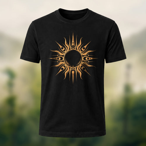 Abstract Sun Print Premium Cotton T-Shirt Black