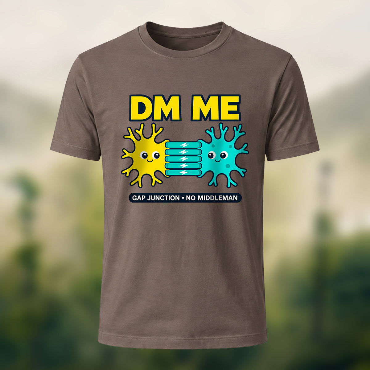 Geeky Neuron Print Premium Cotton T-Shirt Coffee