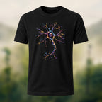 Glowing Neuron Print Combed Cotton T-Shirt Black