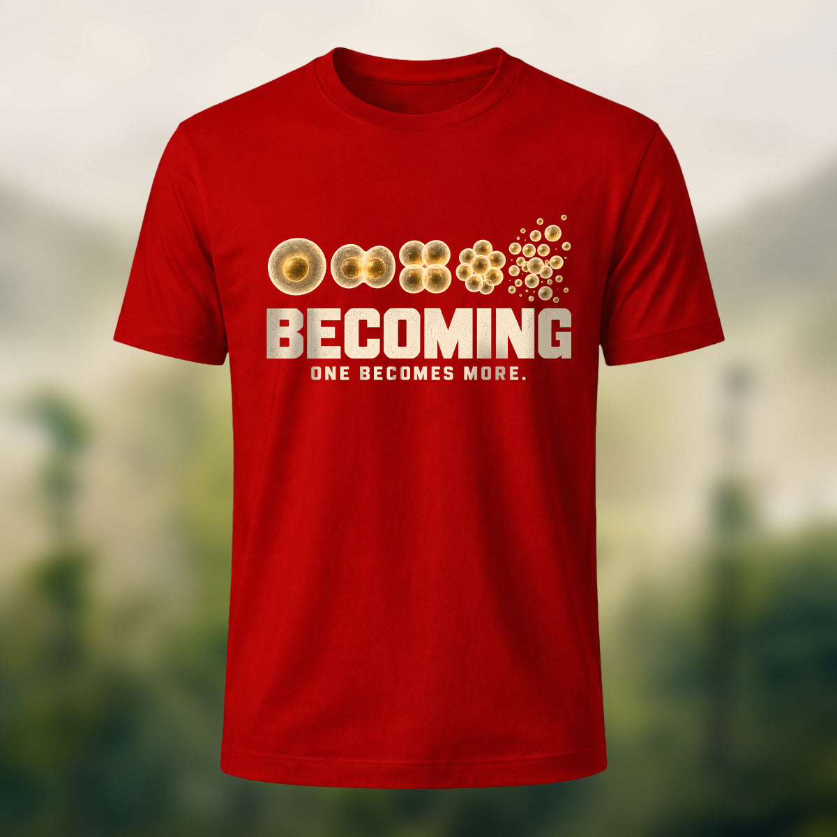 Creative Cell Division Print Premium Cotton T-Shirt Red