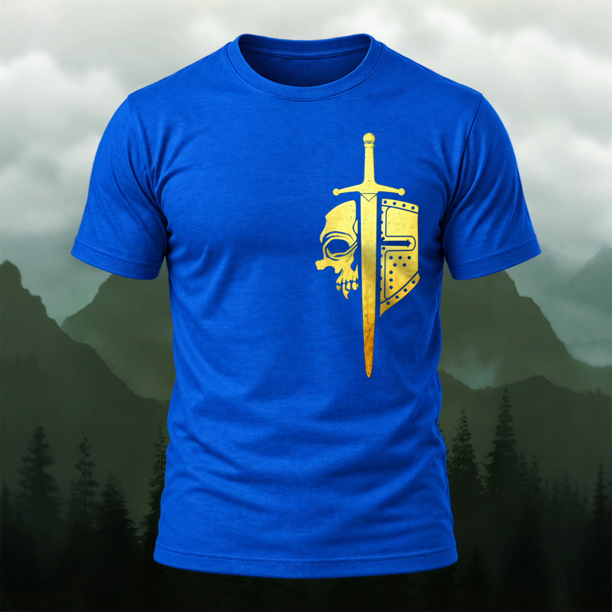 Ancient Celtic Sword Shield Soft Cotton T-Shirt Royal Blue