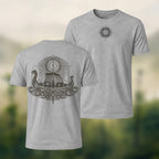 Viking Longship Print Casual Cotton T-Shirt Heather Grey