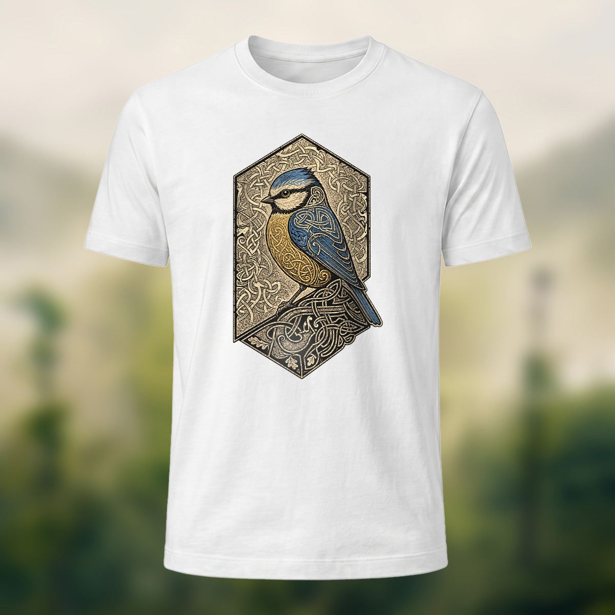 Mystical Celtic Bird Premium Cotton T-Shirt White