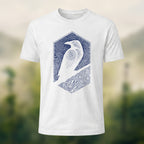 Bird Pattern Mountain Comfortable Casual T-Shirt White