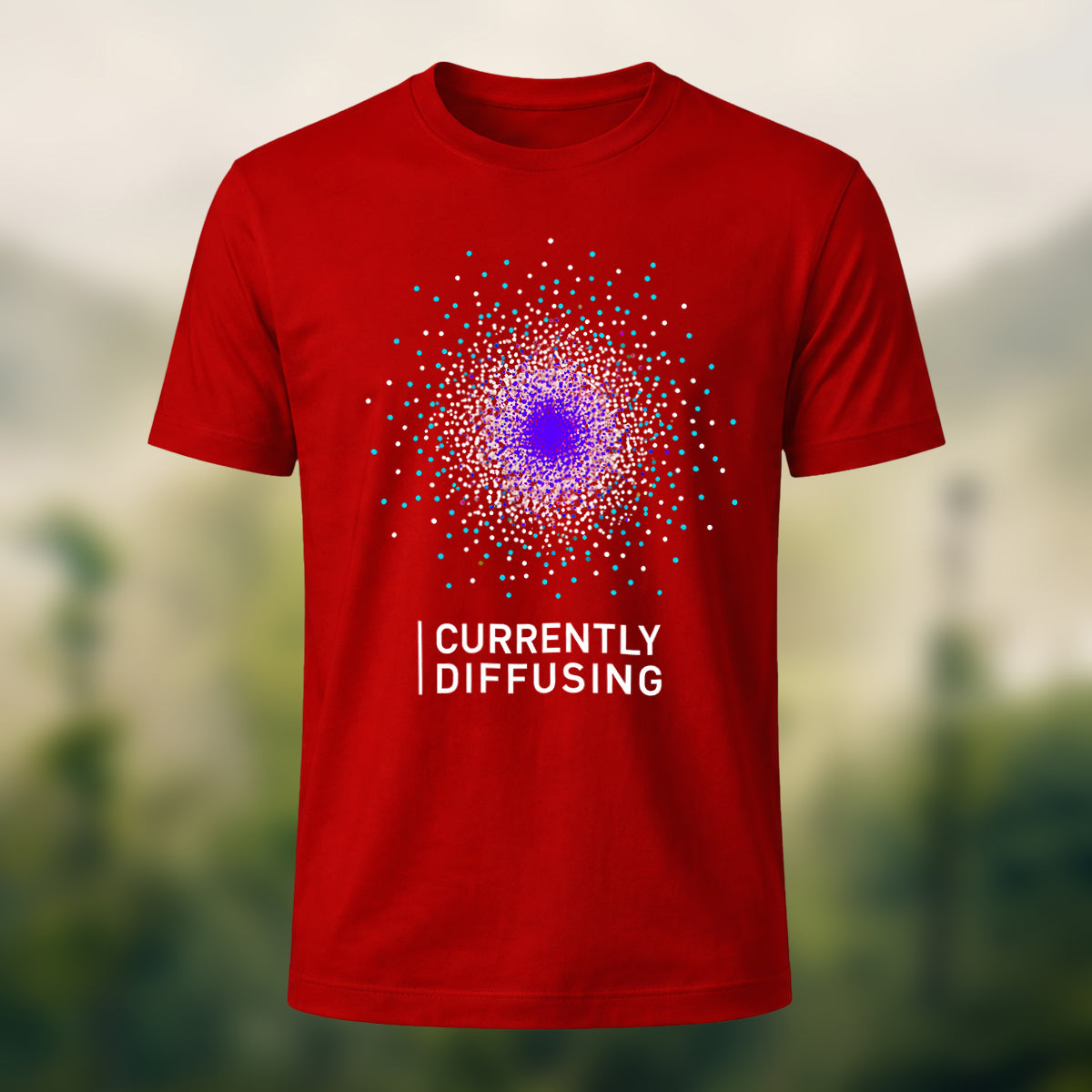 DTG Currently Diffusing Print Casual Soft Cotton T-Shirt Red
