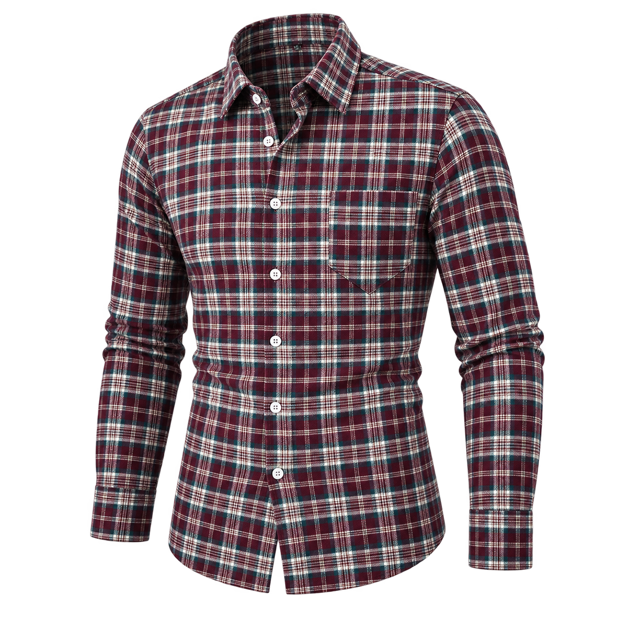 Retro Casual Plaid Long Sleeve Button-Down Shirt 02