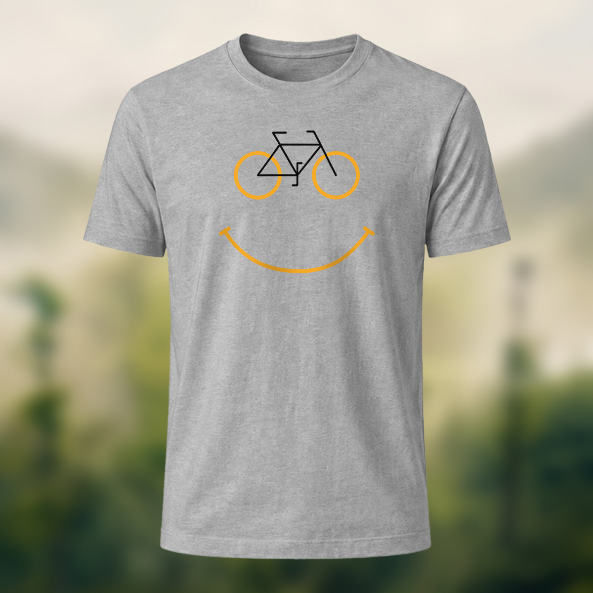 Fun Bicycle Print Casual Soft Cotton T-Shirt Heather Grey