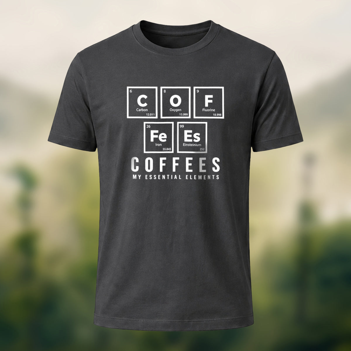 Creative Coffee Elements Soft Cotton T-Shirt Charcoal