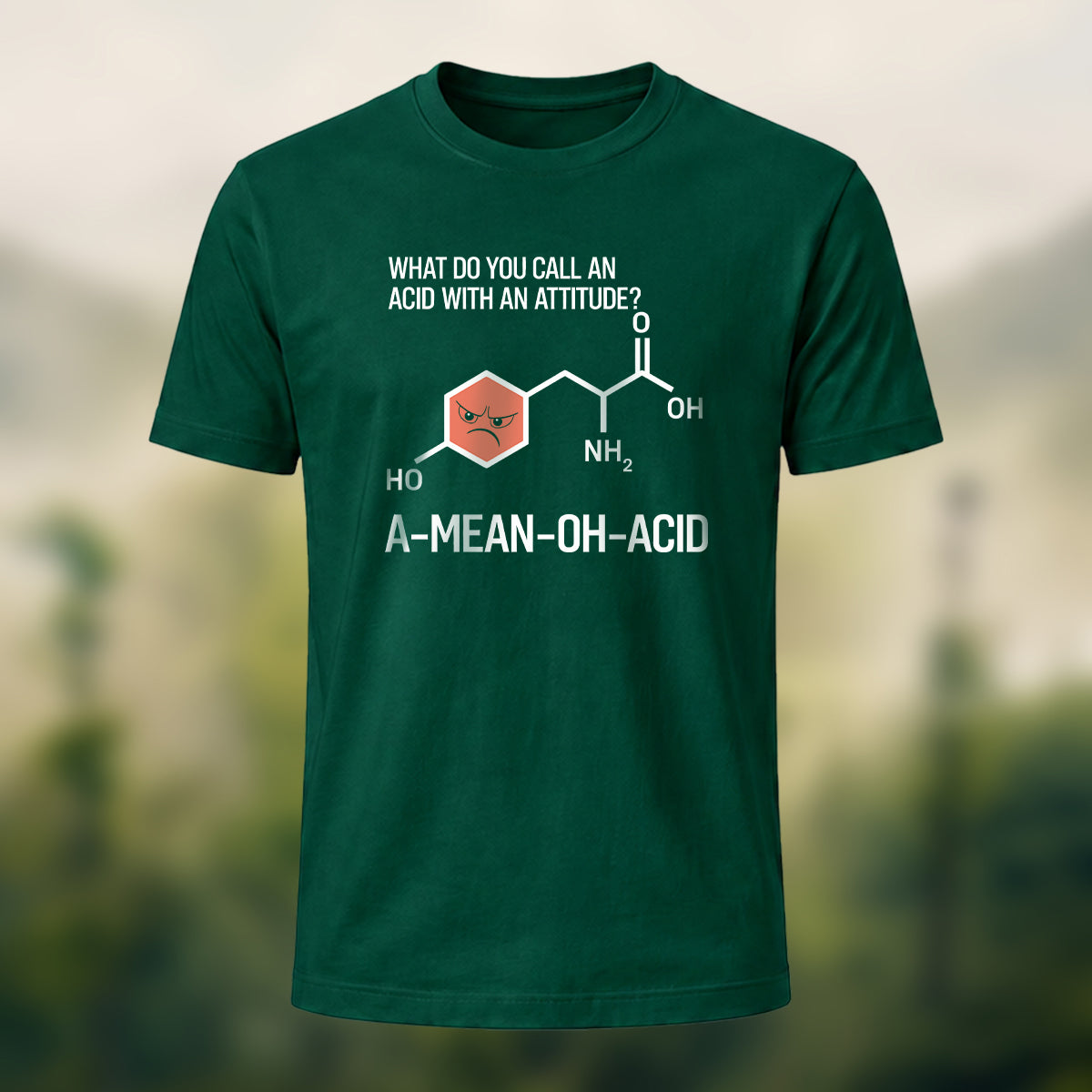 Chemical Reaction Equation Print Soft Cotton T-Shirt Forest Green
