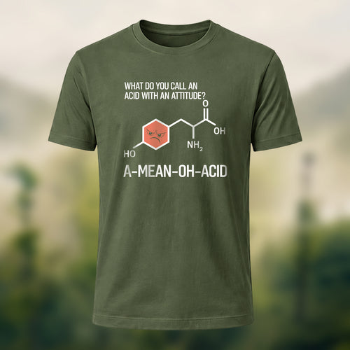 Chemical Element Print Casual Cotton T-Shirt Olive Green