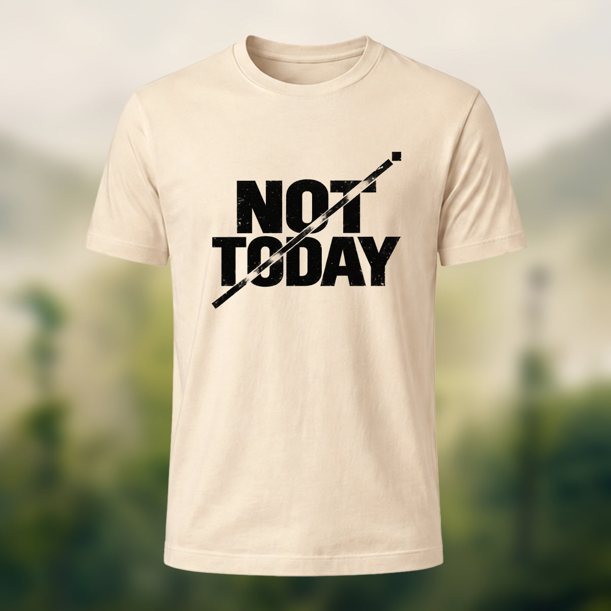 Off Duty Statement Soft Cotton T-Shirt Beige