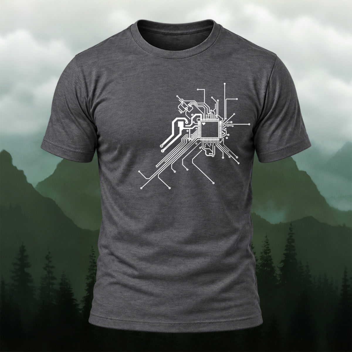 Clean Tech Microchip Soft Cotton T-Shirt Dkgy