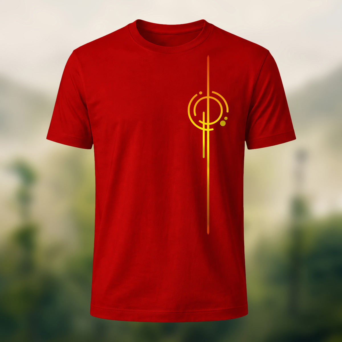 Clean Abstract Geometry Premium Cotton T-Shirt Red