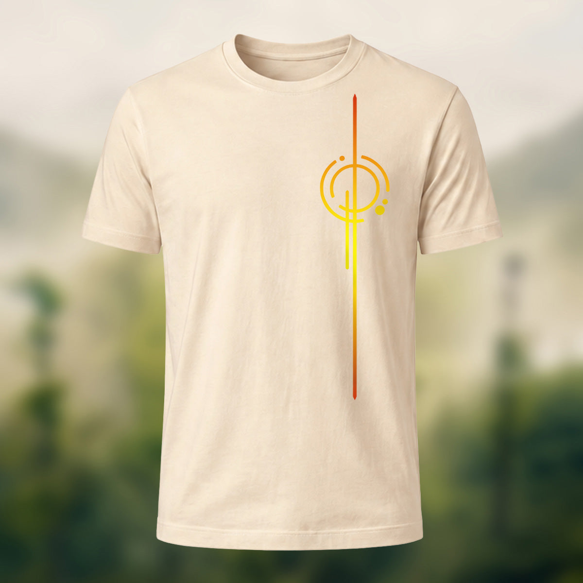 Clean Abstract Geometry Premium Cotton T-Shirt Beige