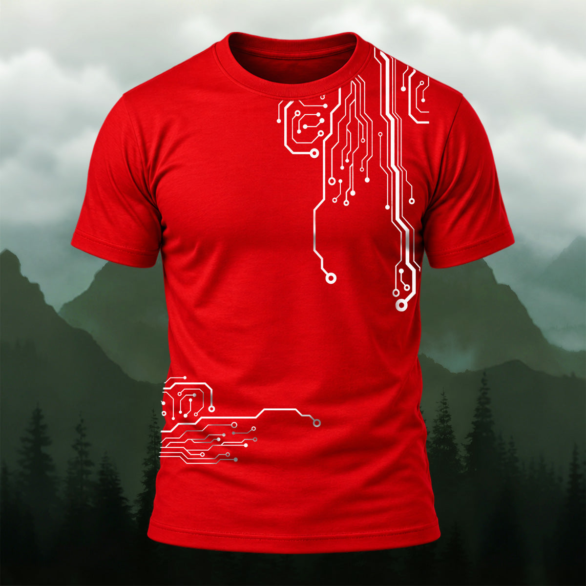 Modern Digital Circuits Casual T-Shirt Red