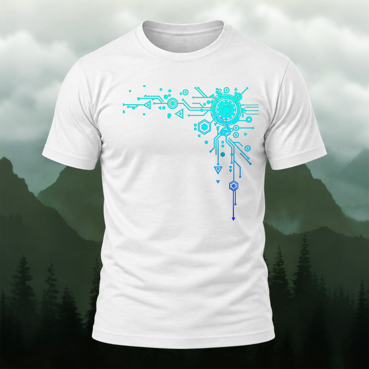 Modern Digital Interface Cotton T-Shirt White