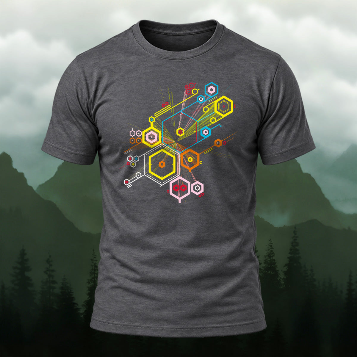 Creative Tech Interface Combed Cotton T-Shirt Dkgy