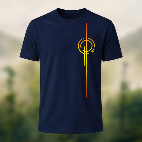 Clean Abstract Geometry Premium Cotton T-Shirt Navy