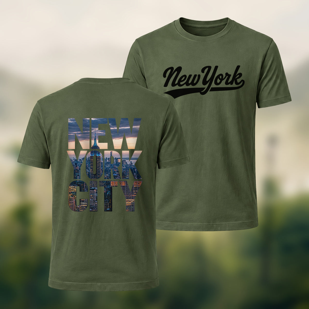 Classic New York City Premium Cotton T-Shirt Olive Green