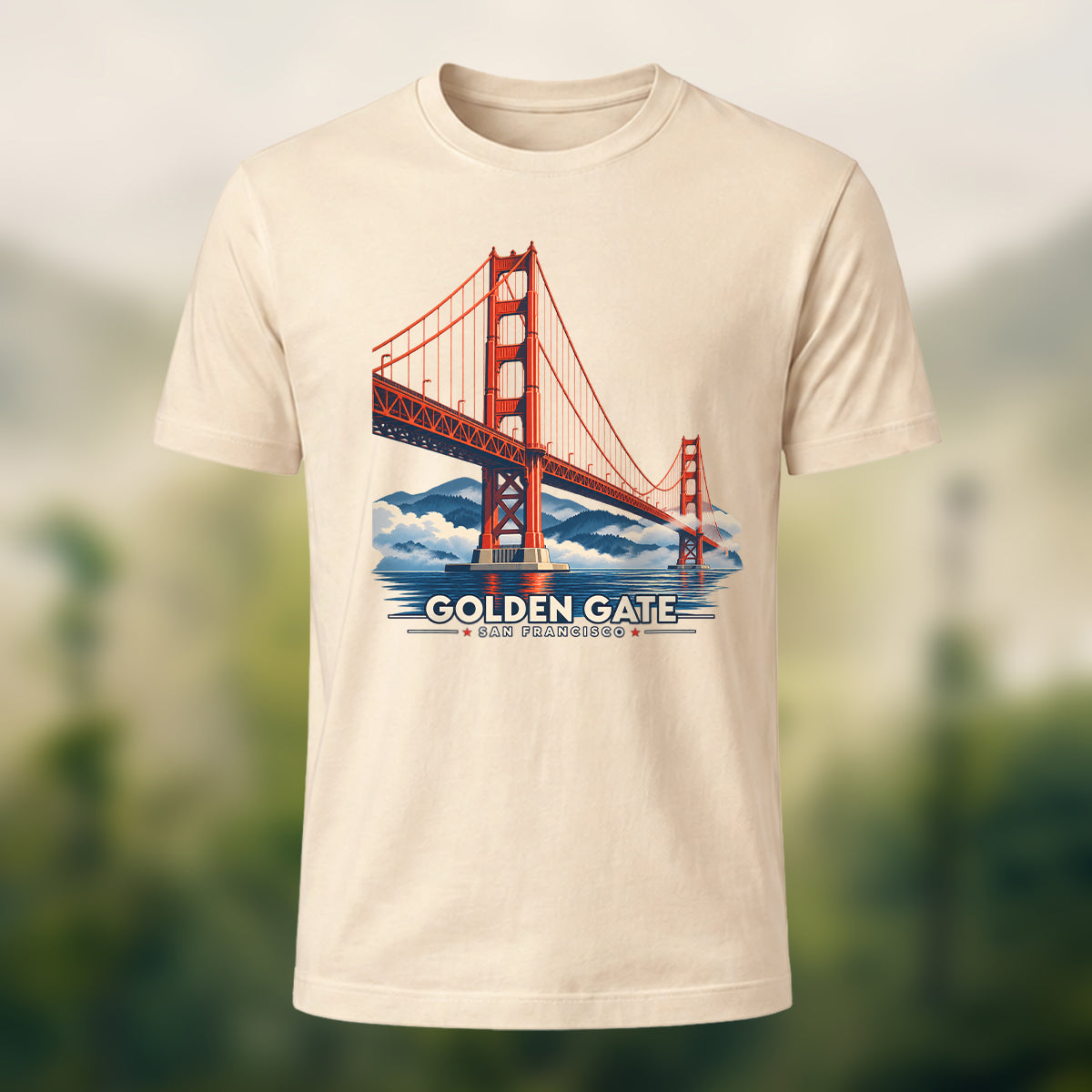 Vintage Golden Gate Bridge Cotton T-Shirt Beige