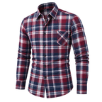 Retro Plaid Soft Cotton Button-Down Shirt 04