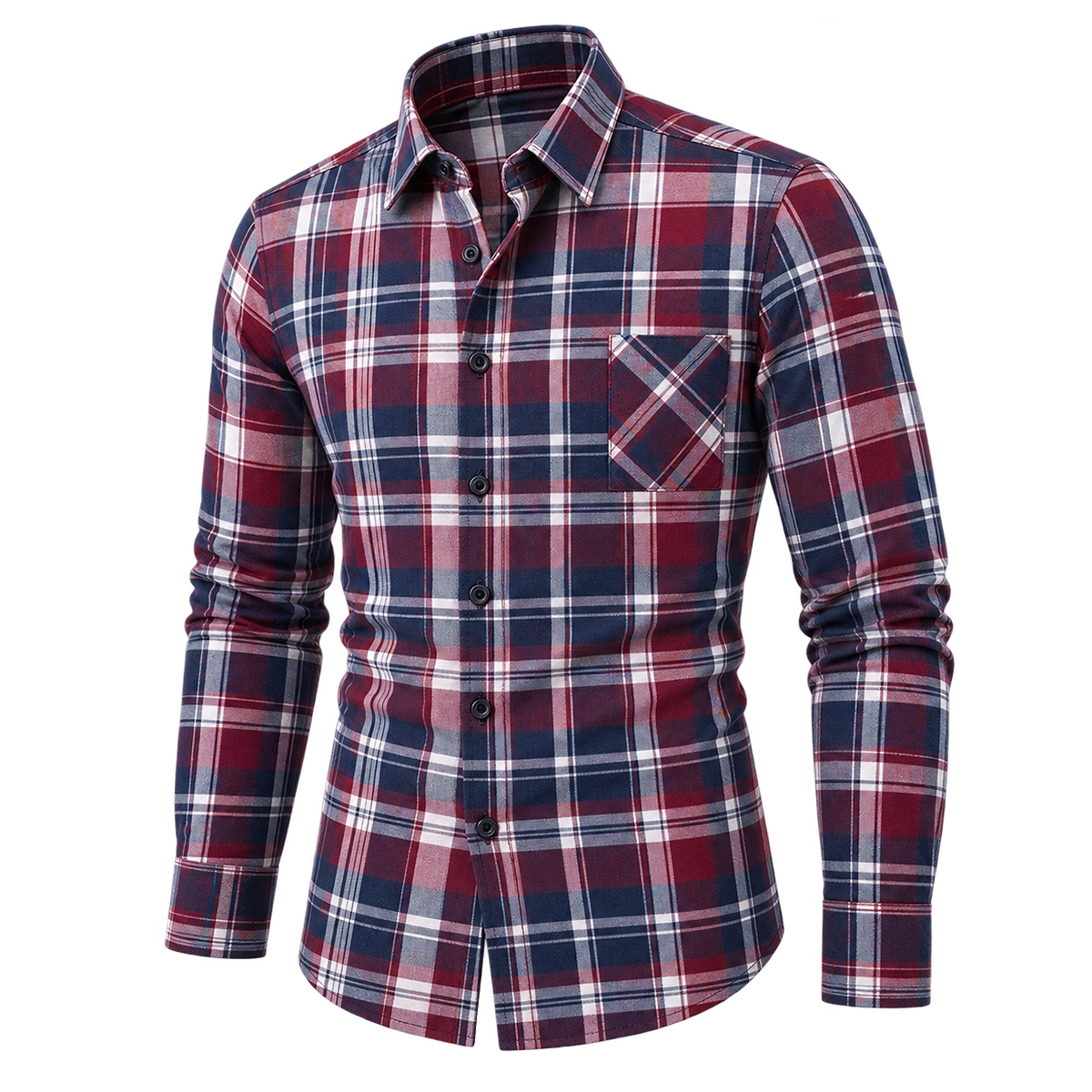 Retro Plaid Soft Cotton Button-Down Shirt 04