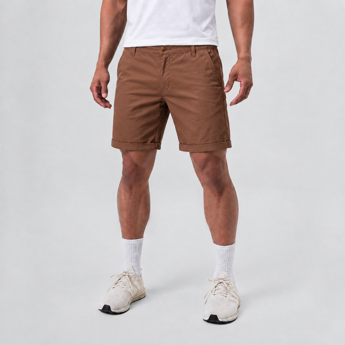 Soft Breathable Cotton Casual Shorts Brown