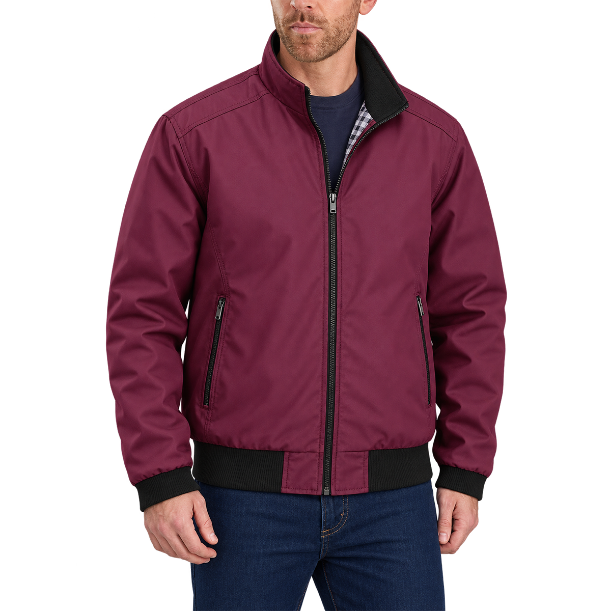 Vintage Classic Zip-Up Jacket Burgundy