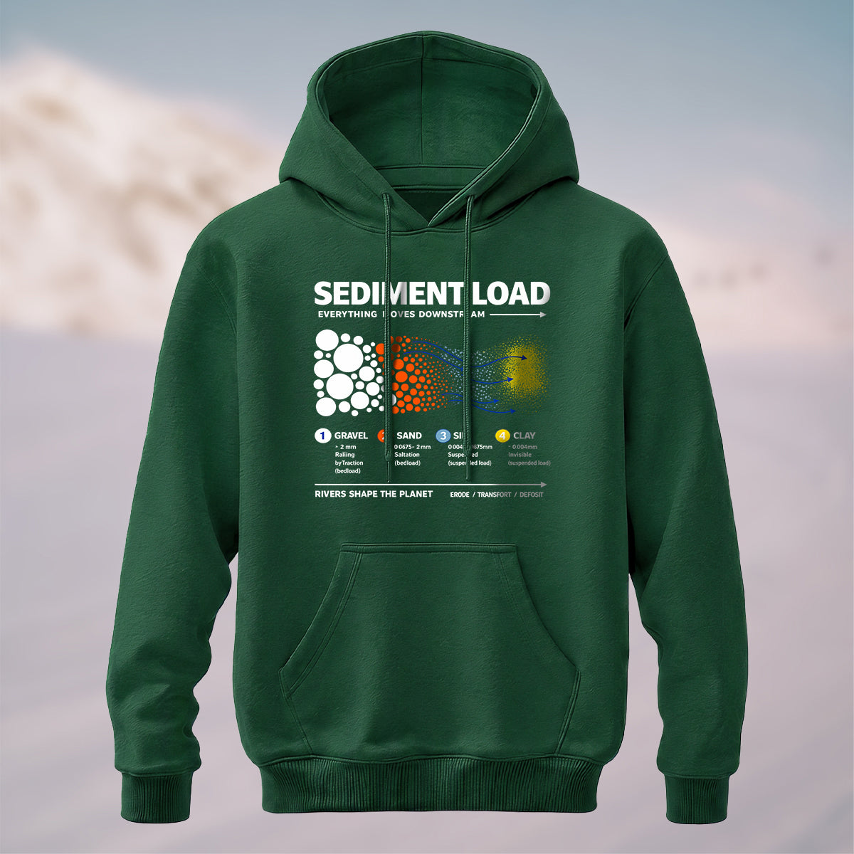 Cotton Made Sediment Load Geology Hoodie Forest Green