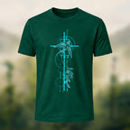 Abstract Nature Print Combed Cotton T-Shirt Forest Green