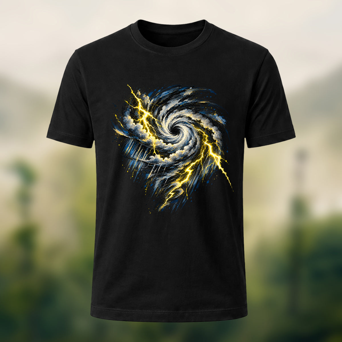 Turbulent Storm Vortex Soft Cotton T-Shirt Black