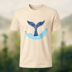 Minimalist Fluid Whale Tail Premium Cotton Tee Beige
