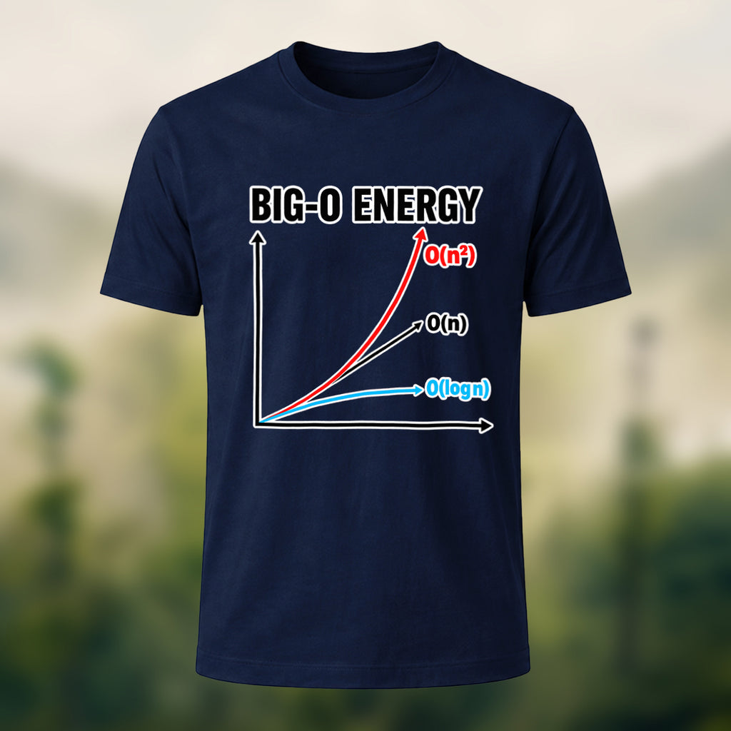 Big-O Energy Print Casual Premium Cotton T-Shirt Navy