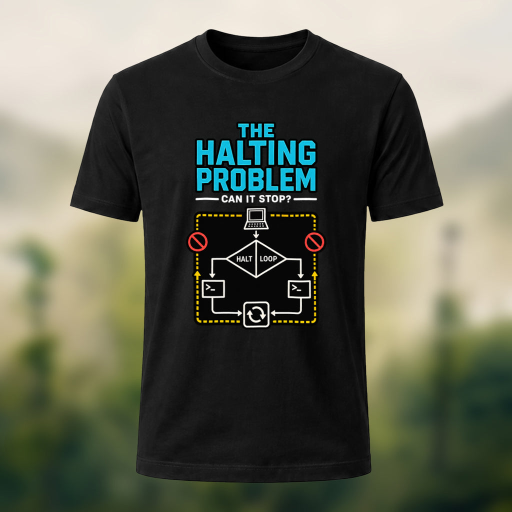 Halting Problem Print Casual Premium Cotton T-Shirt Black
