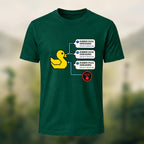 Rubber Duck Debugging Print Casual Soft Cotton T-Shirt Forest Green