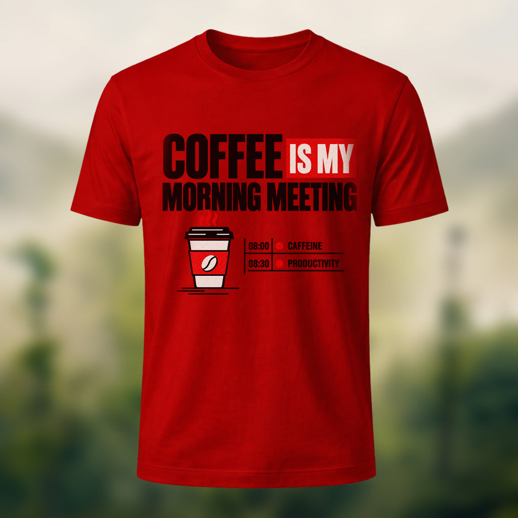 Witty Coffee Statement Soft Cotton T-Shirt Red