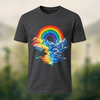 Vivid Rainbow Storm Soft Cotton T-Shirt Charcoal